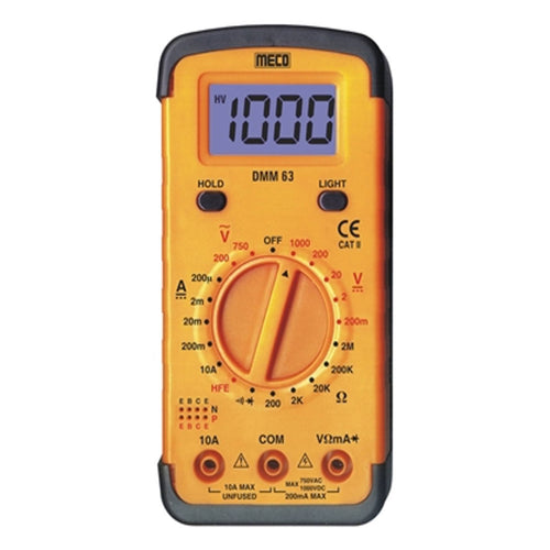 Meco Digital Multimeter With Backlight 3-1/2 Digit 2000 Count 63 