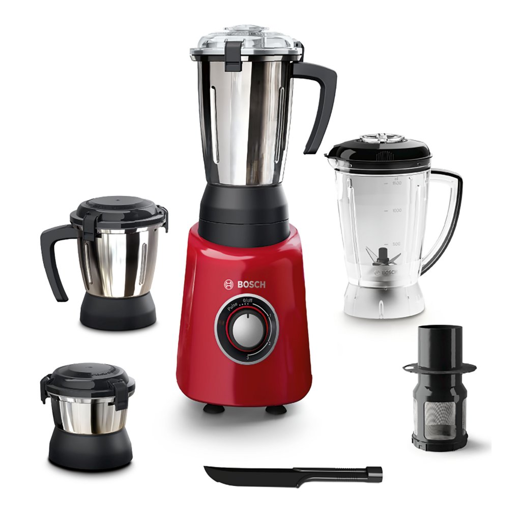 Bosch TrueMixx Radiance 4 Jars Mixer Grinder 600W Red MGM4341RIN