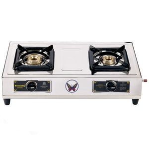 Butterfly Friendly Stainless Steel LPG Gas Stove 2Burner 