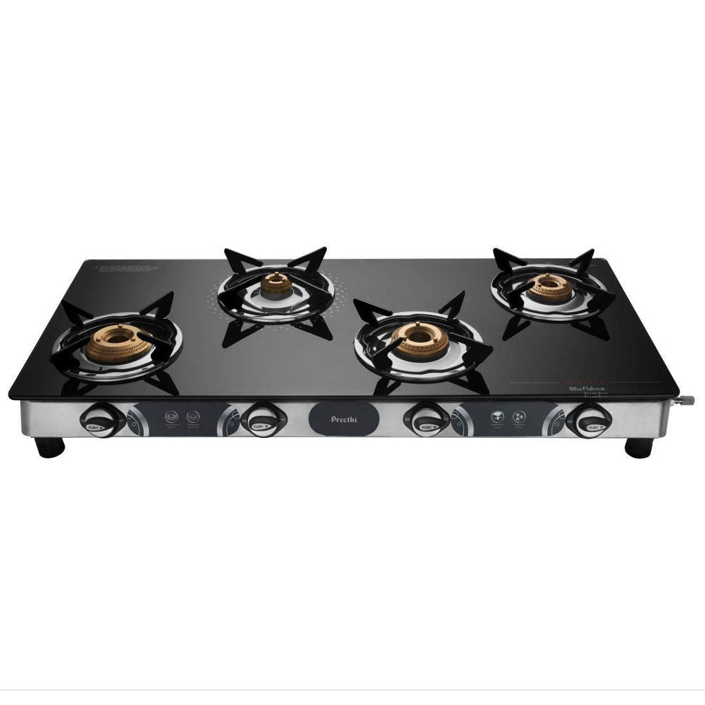 Preethi Blu-Flame Jumbo Max Stainless Steel Glass Top Gas Stove With 4 Burner GTS 118 