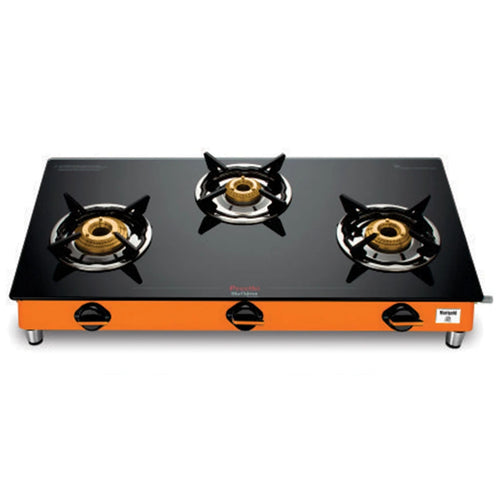 Preethi Sparkle Marigold 3 Burner Glass Top Gas Stove GTS125 