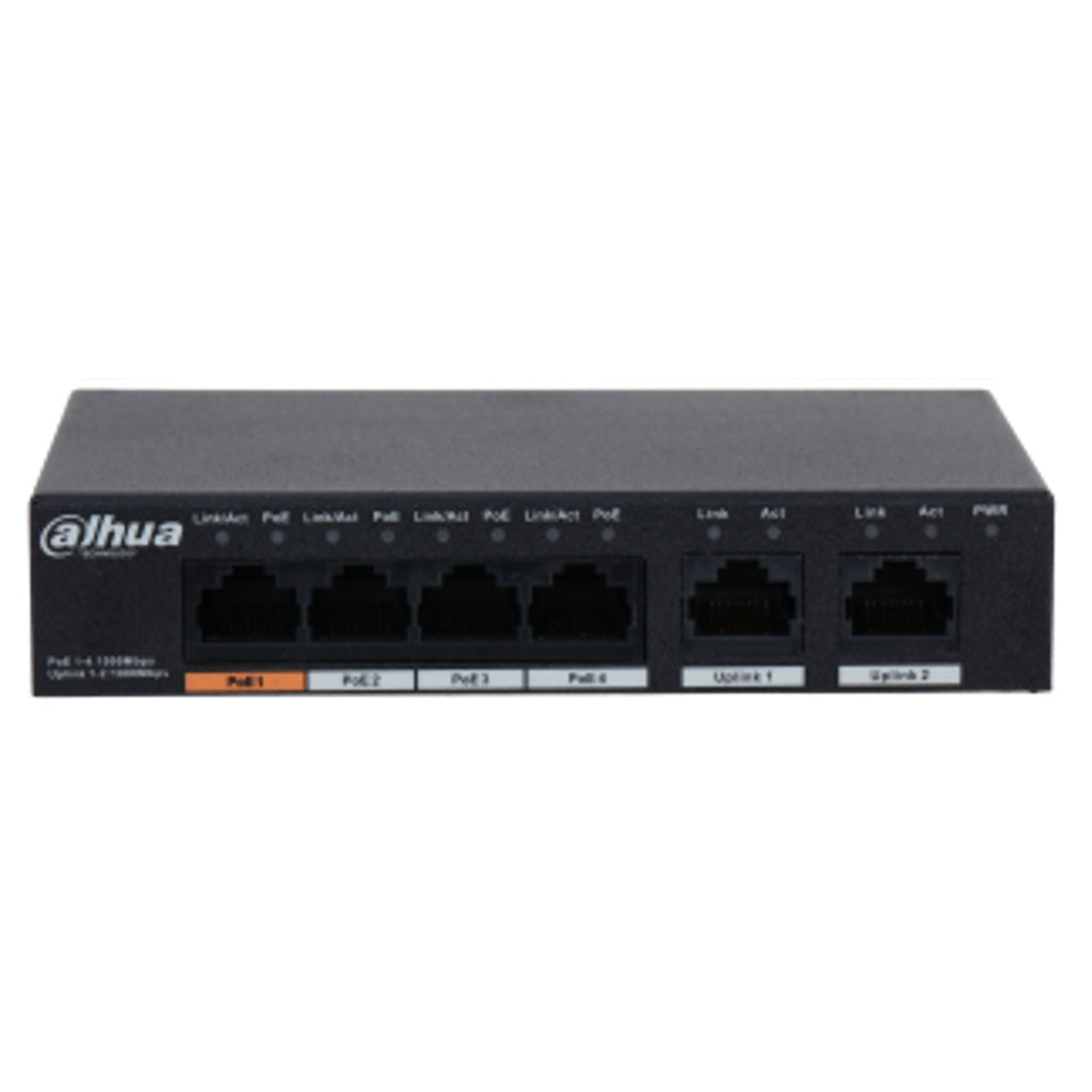 Dahua 6-Port Unmanaged Desktop Switch With 4-Port Poe DH-PFS3006-4GT-60