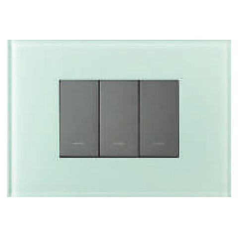 L&T Englaze Glass Cover Plate Without Grid Frame Oceanic Green 1-18Module 