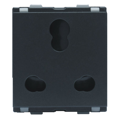 L&T Entice Socket 6A/16A 3Pin Combined With ISI 2M Charcoal Grey CB91302CG16 