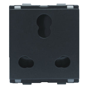 L&T Entice Socket 6A/16A 3Pin Combined With ISI 2M Charcoal Grey CB91302CG16 