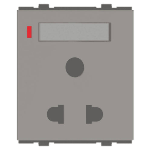 Norisys Cube Series Integral Shuttered Socket With Switch 6A 3+2Pin Round & Flat 2M D5212 .02 