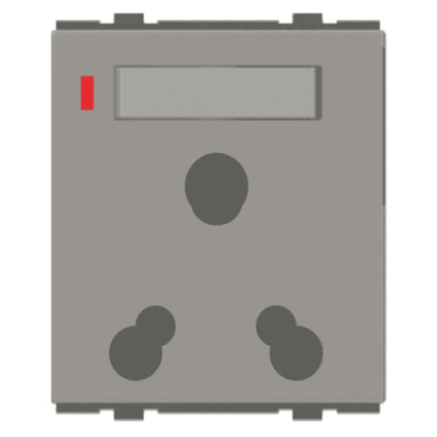 Norisys Cube Series Integral Shuttered Socket With Switch 16A/6A 3Pin 2M D5332 .02 