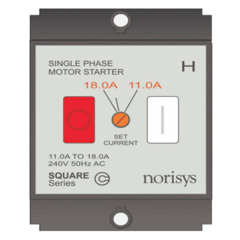 Norisys Square Series Single Phase Motor Starter 11.00-18.00A S725H .23 