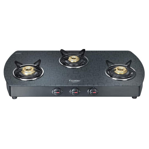 Prestige Premia GTS 03 LD Schott Glass Top Gas Stove 3 Burners Black 