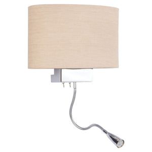 Jaquar LED Wall Lamp Ivory Fabric Shade With Chrome Finishing 3W 1 Light WBR-CHR-MB12021192A 