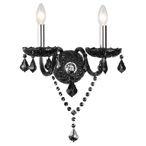 Jaquar Wall Lamp Black With Black Crystals 2 Lights JES-BLK-WL00002PRE14 