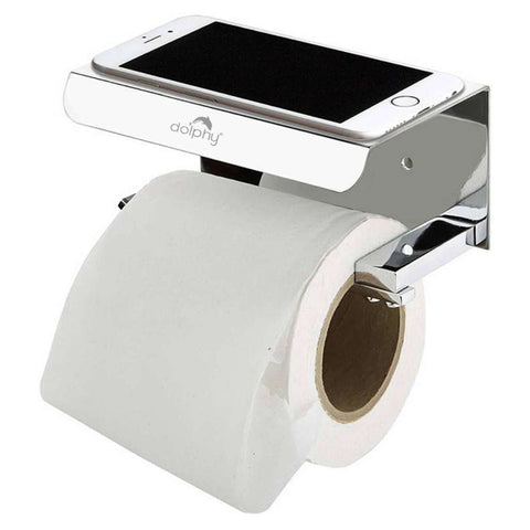 Dolphy Toilet Paper Roll Dispenser Holder With Mobile Stand Silver DTPR0022 