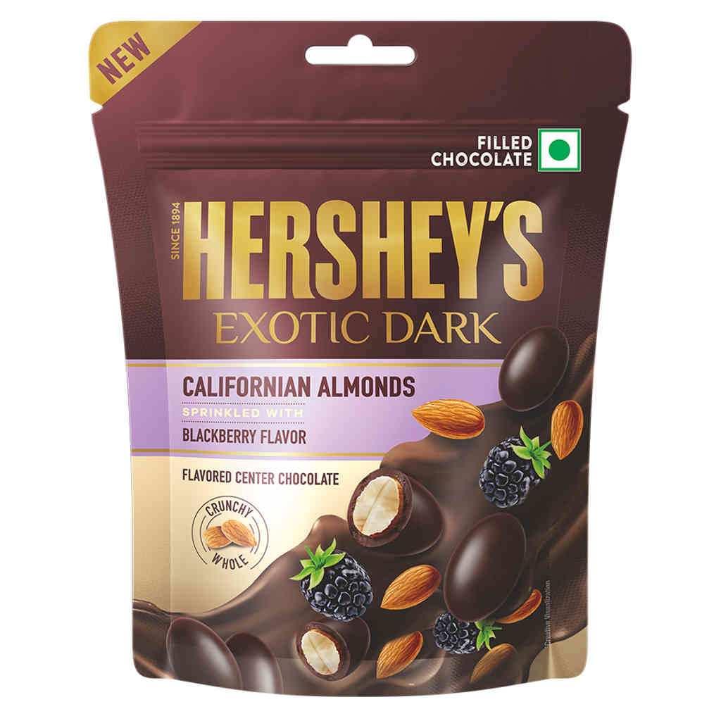 Hersheys Exotic Dark Californian Almonds Sprinkled With Blackberry Chocolate 30g 