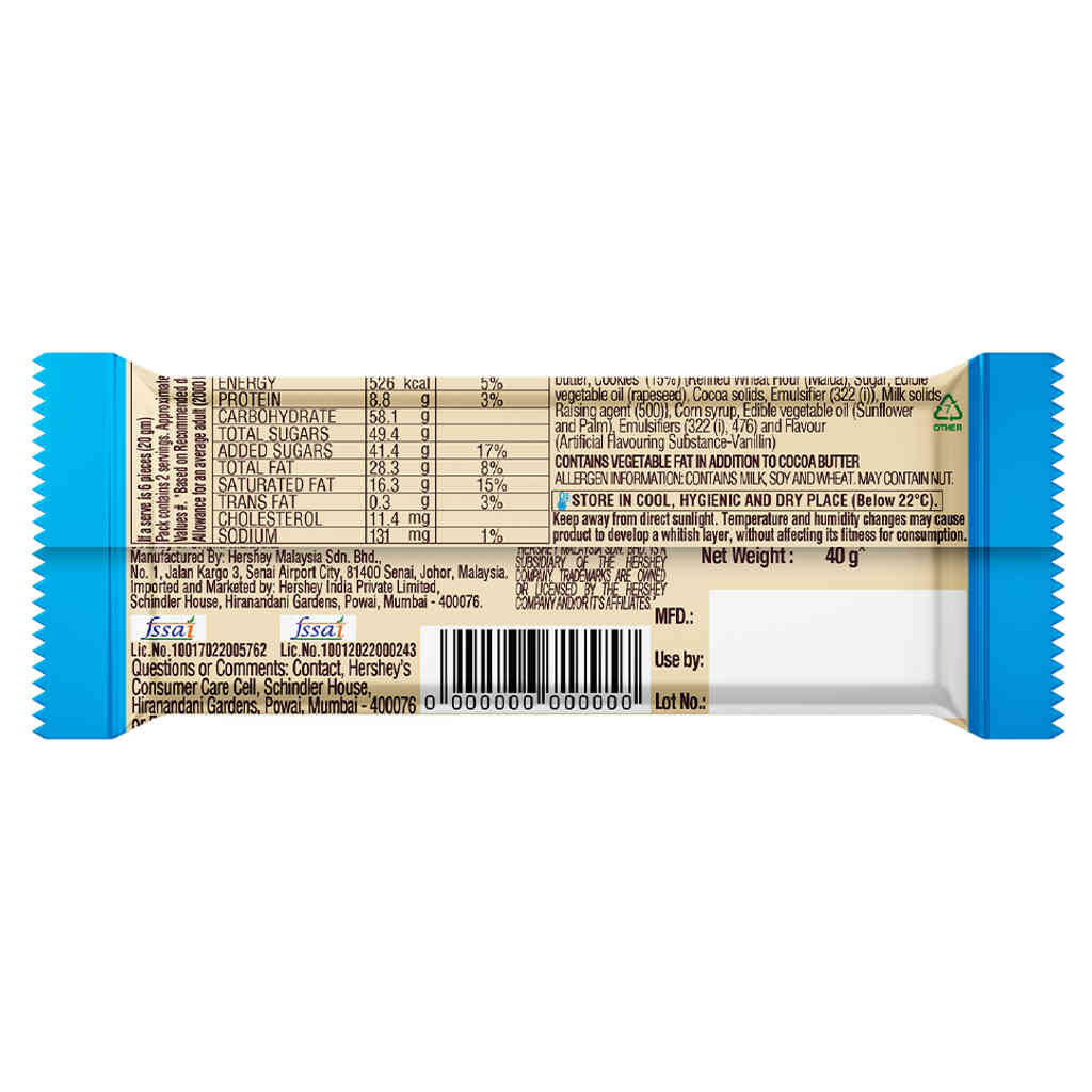 Hersheys Cookies 'N' Creme Bar Chocolate 40g