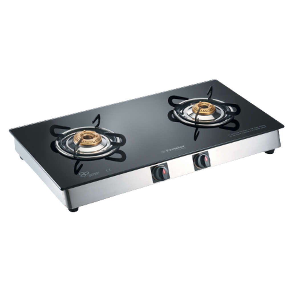 Premier 2GX Glass Top Manual LPG Stove 2 Burner Trendy Black 