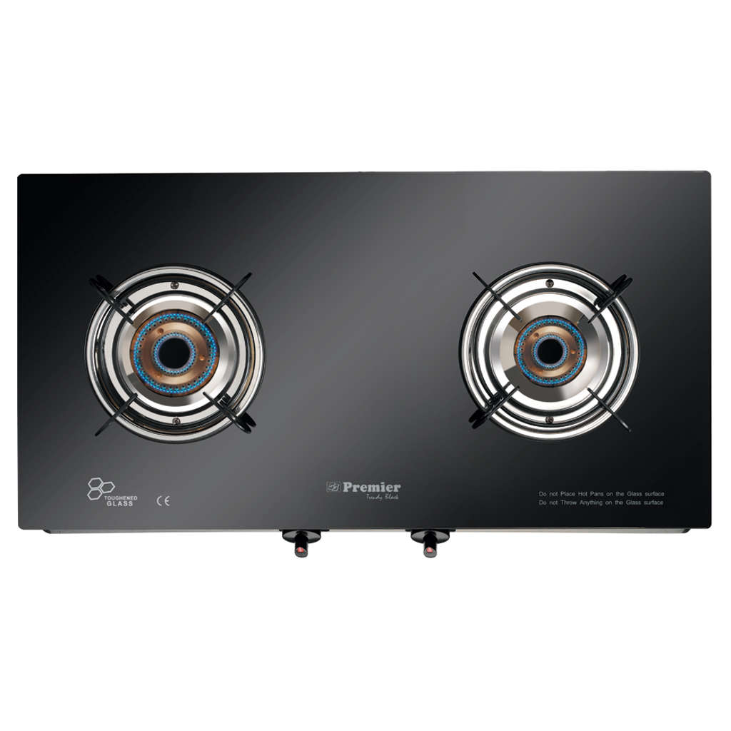 Premier 2GX Glass Top Manual LPG Stove 2 Burner Trendy Black