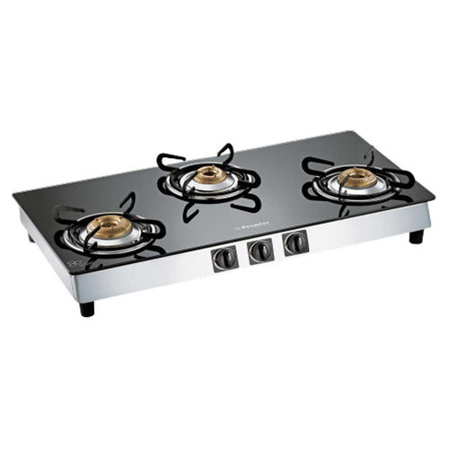 Premier 3GX Glass Top Manual LPG Stove 3 Burner Trendy Black 