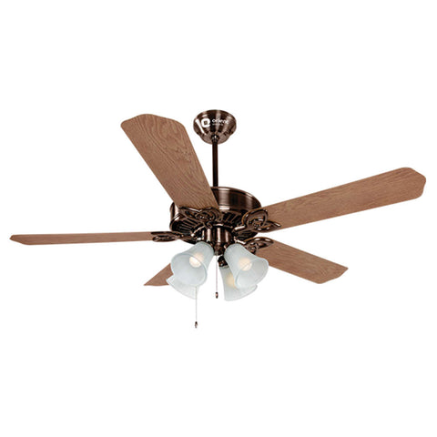 Orient Subaris With Underlight Ceiling Fan 1300mm Motor Antique Brass Blade Oakwood 