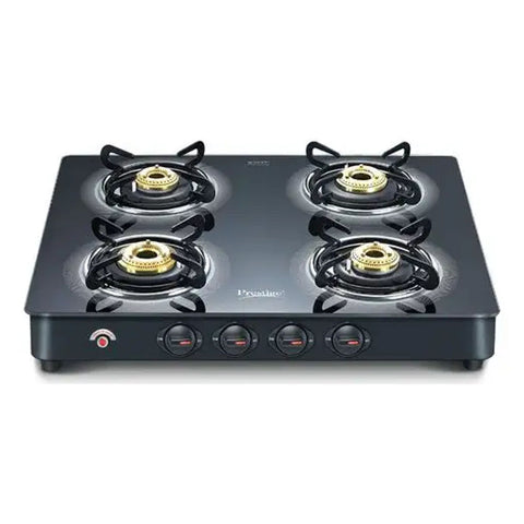 Prestige Royale Plus GT04 AI Glasstop Gas Stove 4 Burners Black 