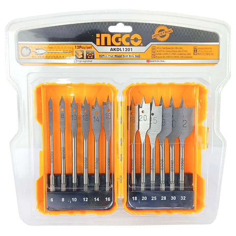 Ingco Flat Wood Drill Bits Set 12Pcs AKDL1201 