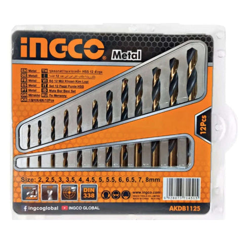 Ingco HSS Twist Drill Bits Set 12Pcs AKDB1125 