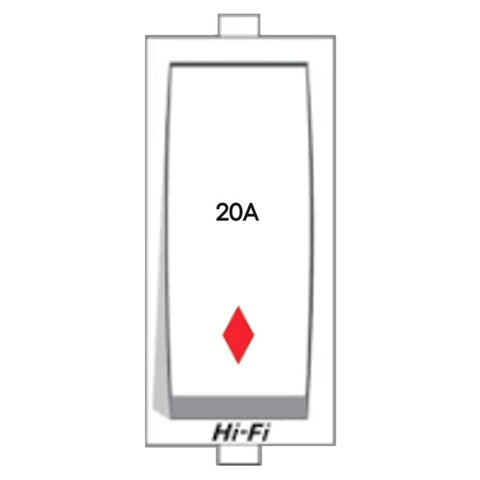 Hi-Fi Hi-Class 20A 1 Way Switch With Indicator White 3012 