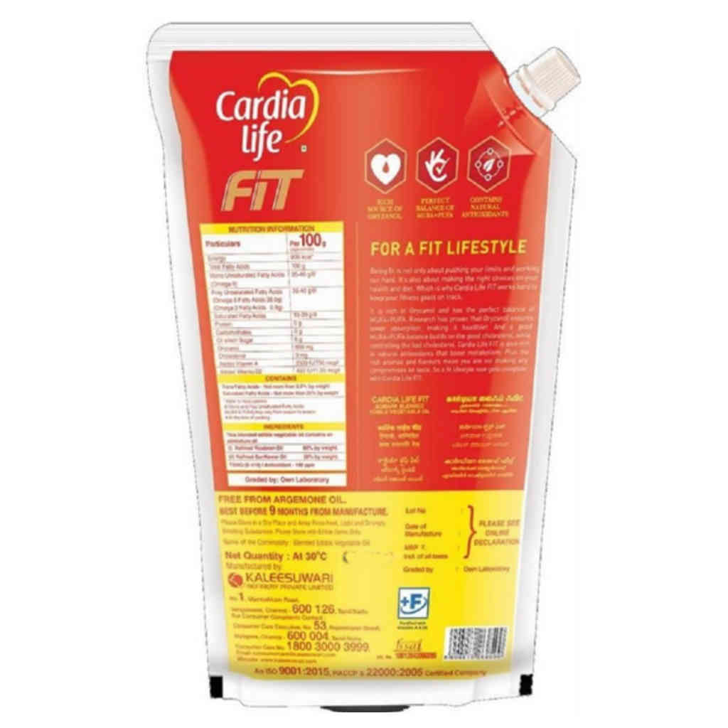 Cardia Life Fit Blended Oil 1 Ltr Pouch