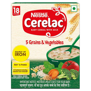 Nestle Cerelac Baby Cereal Milk With 5 Grains & Vegetables From From 18 to 24 Months Stage 5 300g 