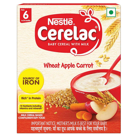 Nestle Cerelac Baby Cereal Milk With Wheat Apple Carrot From 6 to 24 Months Stage 1 300g 