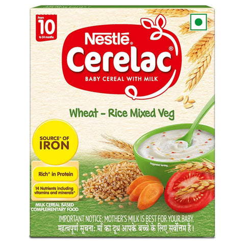 Nestle Cerelac Baby Cereal Milk With Wheat Rice Mixed Veg From 10 to 24 Months Stage 3 300g 