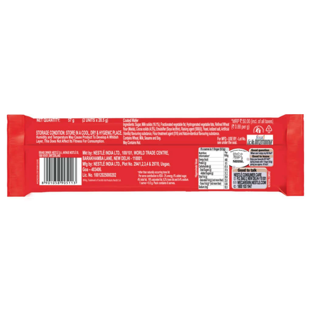 Nestle Kitkat 2x3 Finger Wafer Chocolate Bar 57g