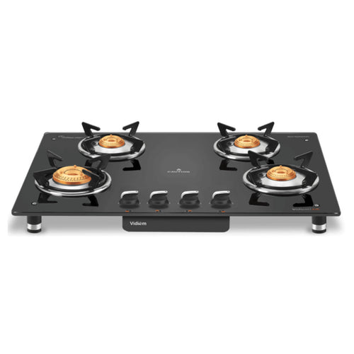 Vidiem Air Silver Glass Top Gas Stove 4 Burner 