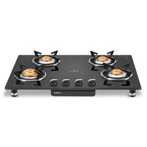 Vidiem Air Silver Glass Top Gas Stove 4 Burner 