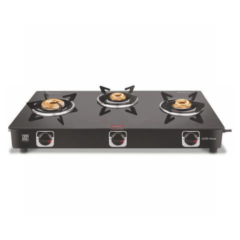 Vidiem Edge Shine Glass Top Gas Stove 3 Burner 