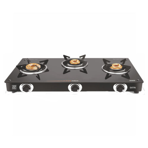 Vidiem Satin Glass Top Gas Stove 3 Burner 