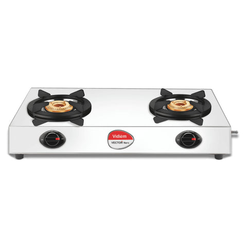 Vidiem Vector Nero Stainless Steel Gas Stove 2 Burner 