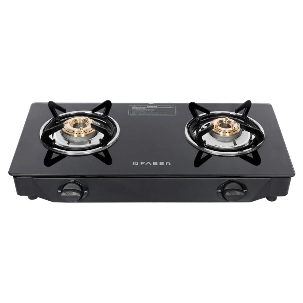 Faber Arrow Glass Top Gas Stove 2 Brass Burner