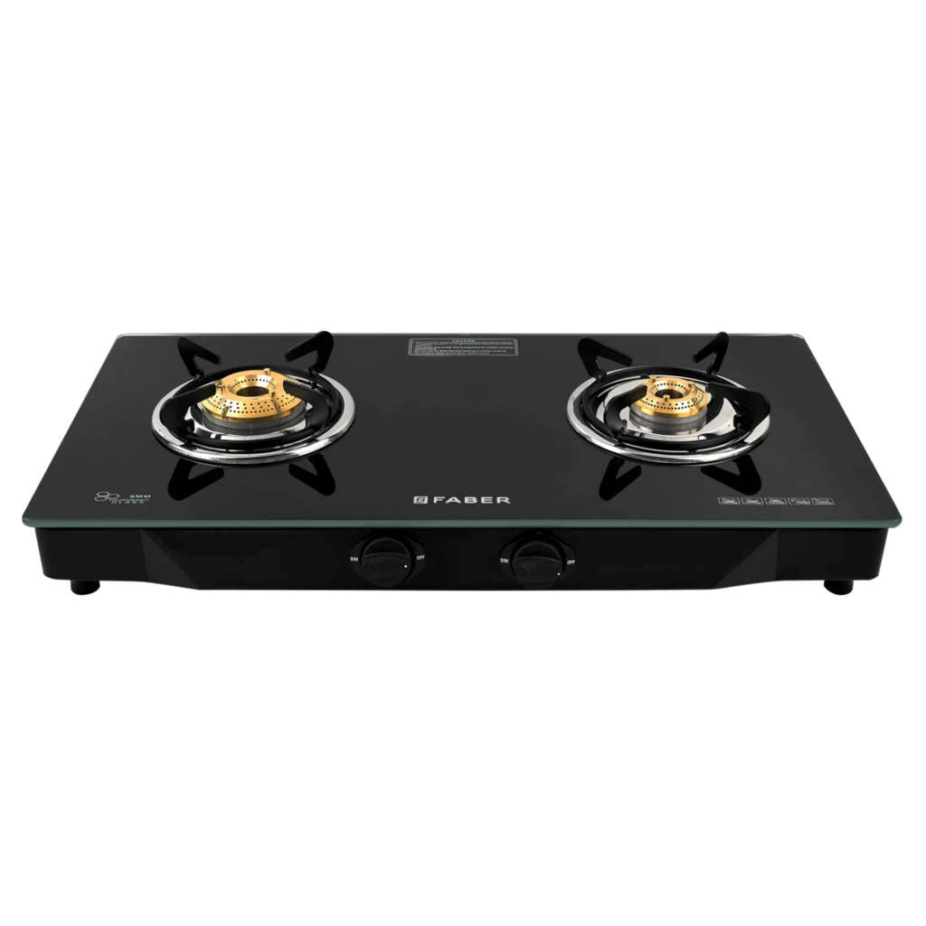 Faber Jumbo Glass Top Gas Stove 2 Brass Burner 