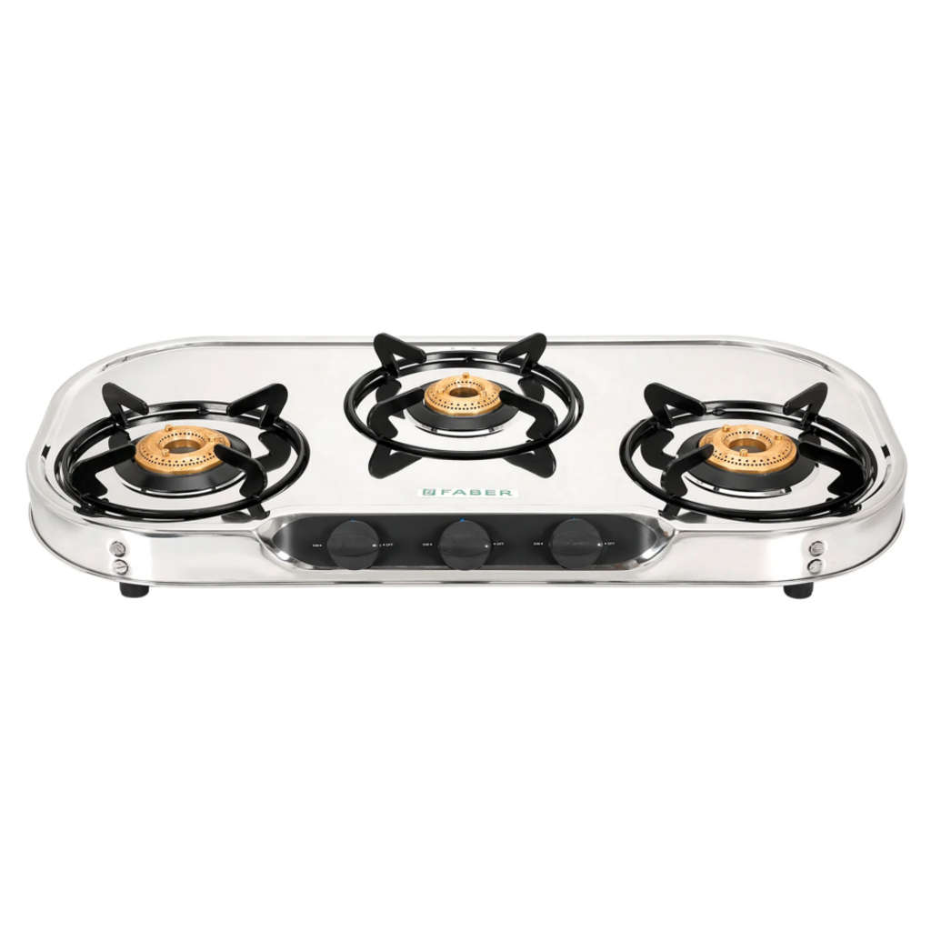 Faber Crystal Stainless Steel Cooktop 3 Brass Burner 