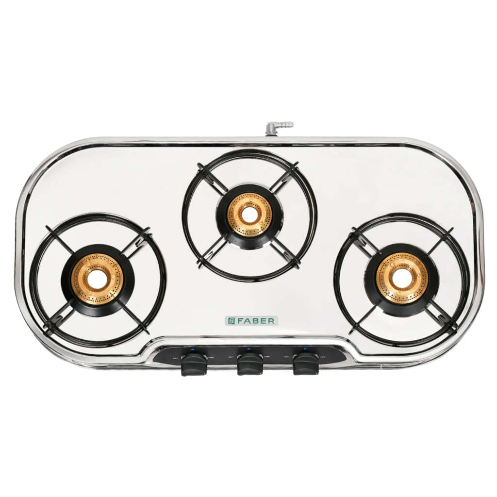 Faber Crystal Stainless Steel Cooktop 3 Brass Burner