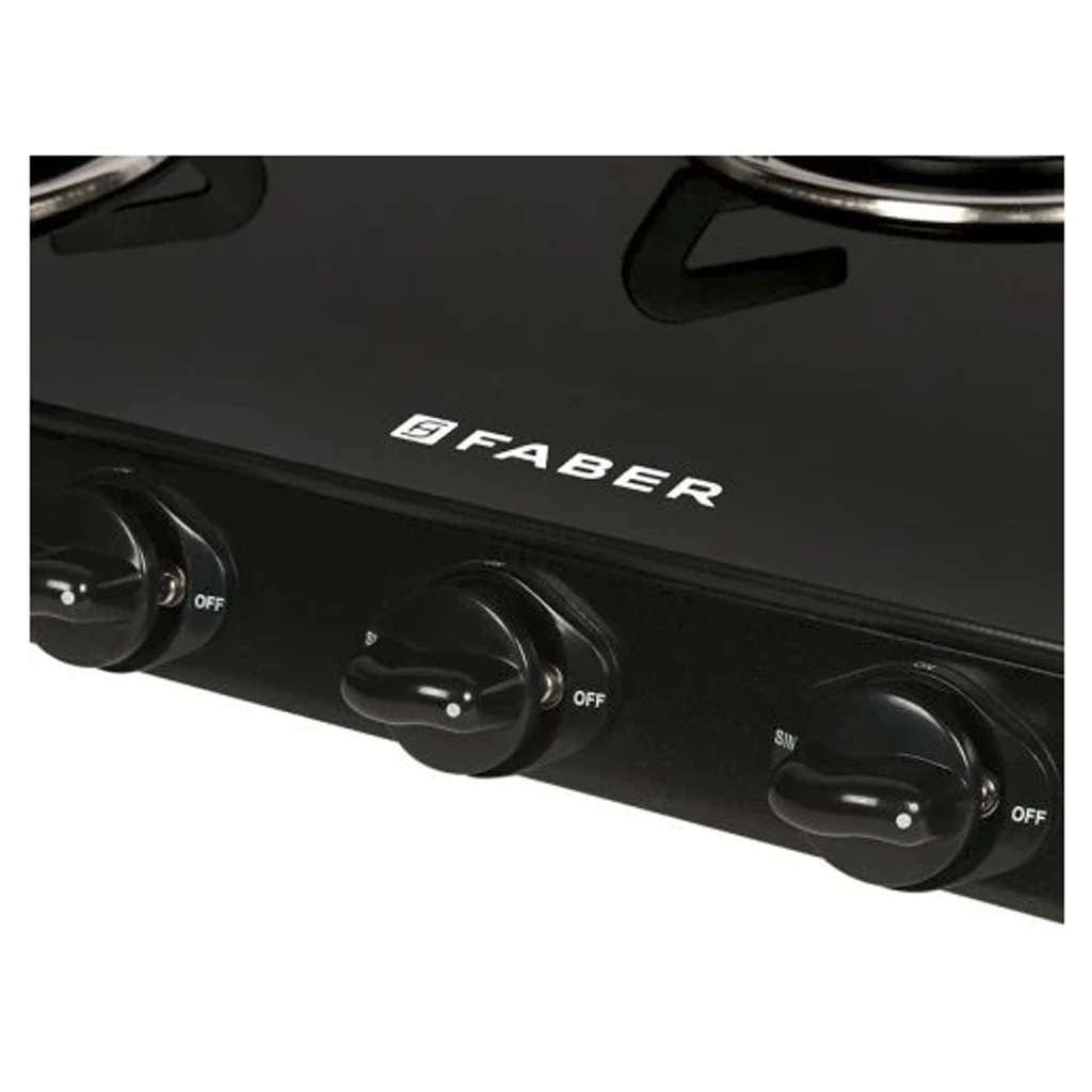 Faber Jumbo BK AI Glass Top Gas Stove 3 Brass Burner