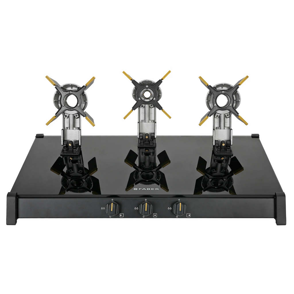 Faber Genius 753 Glass Top Gas Stove 3 Brass Burner