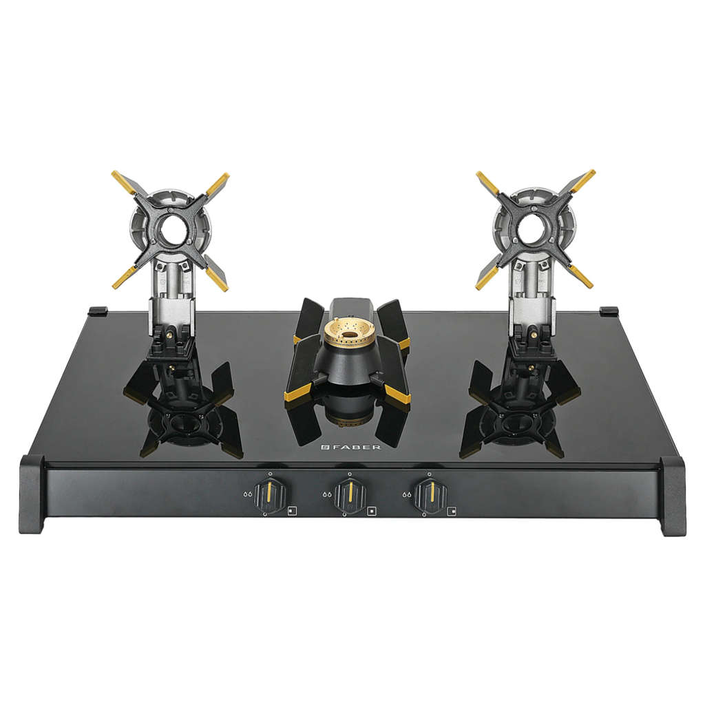 Faber Genius 753 Glass Top Gas Stove 3 Brass Burner