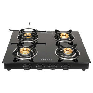 Faber Power Glass Top Gas Stove 4 Brass Burner 