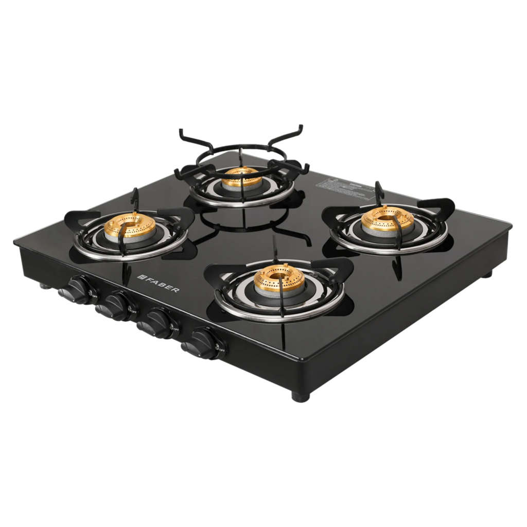 Faber Power Glass Top Gas Stove 4 Brass Burner