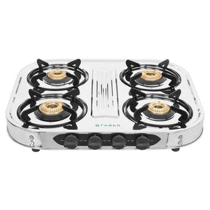 Faber Crystal Stainless Steel Cooktop 4 Brass Burner 