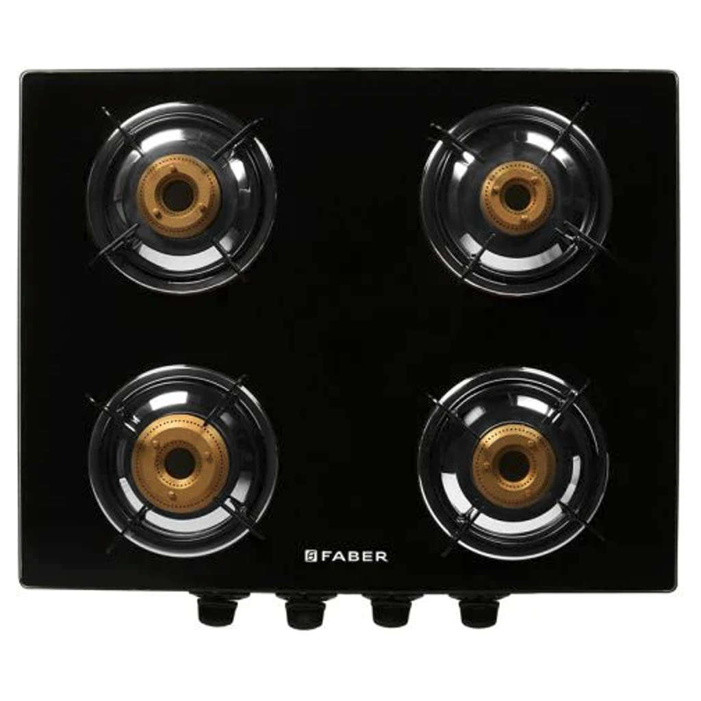 Faber Jumbo Glass Top Gas Stove 4 Brass Burner