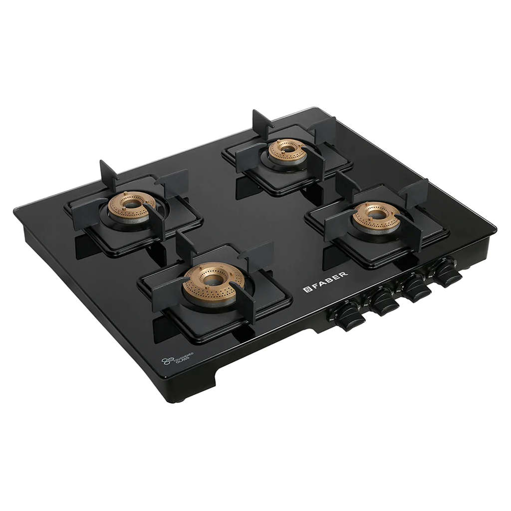 Faber Lazer Glass Top Gas Stove 4 Brass Burner