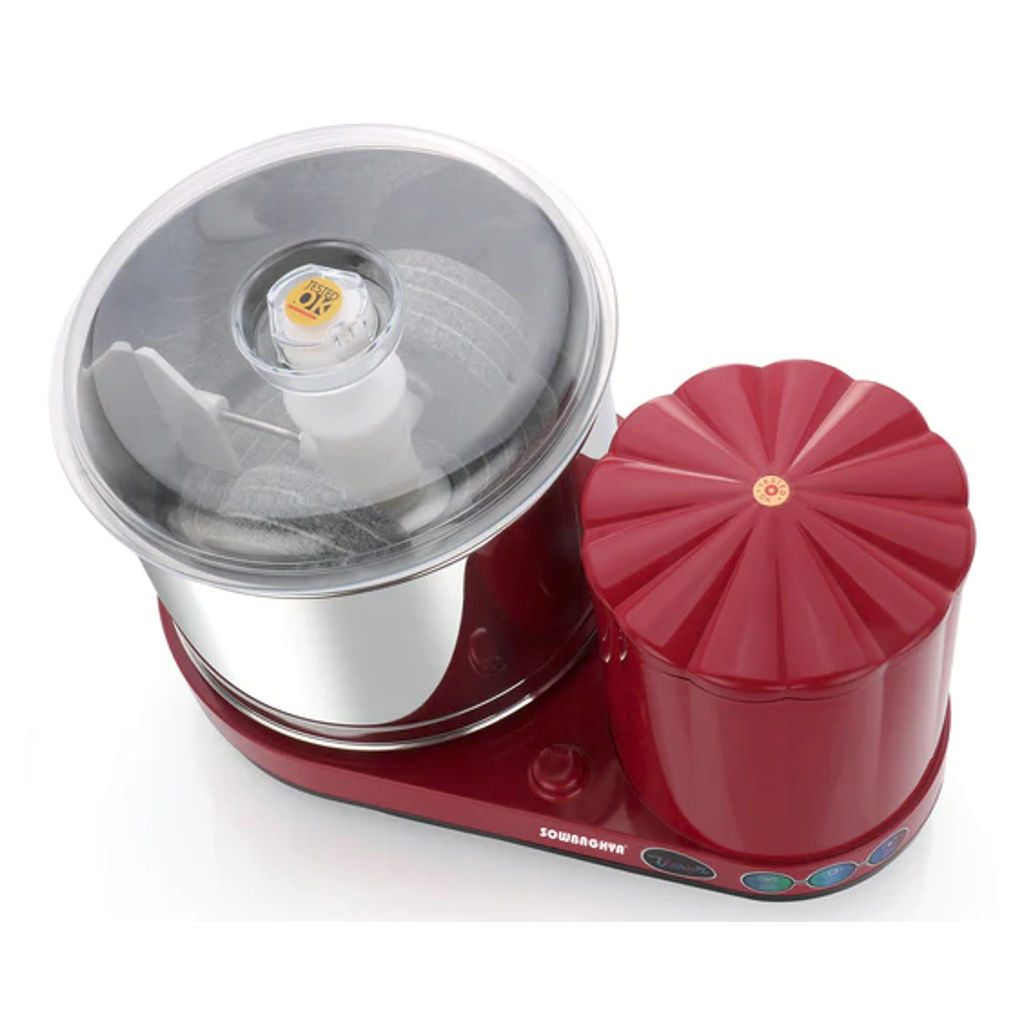 Sowbaghya Varna Table Top Wet Grinder With Attachment 2 Litre Maroon DTP6901