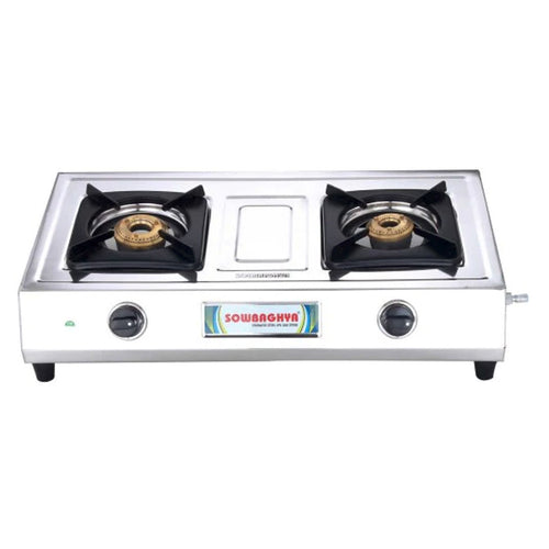 Sowbaghya Stainless Steel Gas Stove 2 Burner SSGS01 